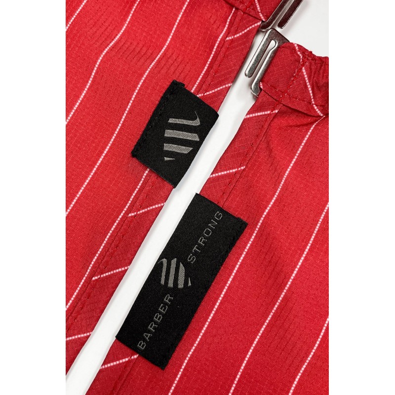 RED W/WHITE PINSTRAPE BARBER STRONG