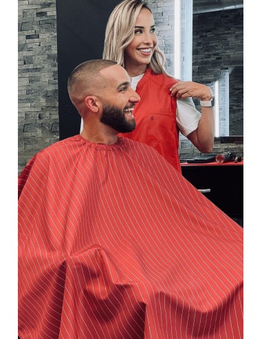 CAPA DE CORTE PREMIUM ROJAS RAYAS BARBER STRONG