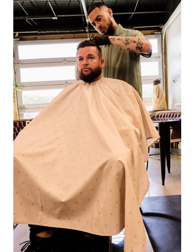 BARBER SHIELD KHAKI CAPE BARBER STRONG