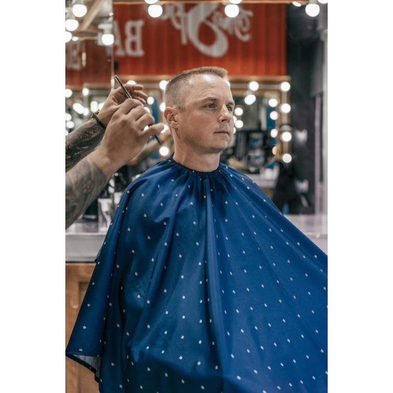 CAPA DE CORTE PREMIUM AZUL SHIELD BARBER STRONG 