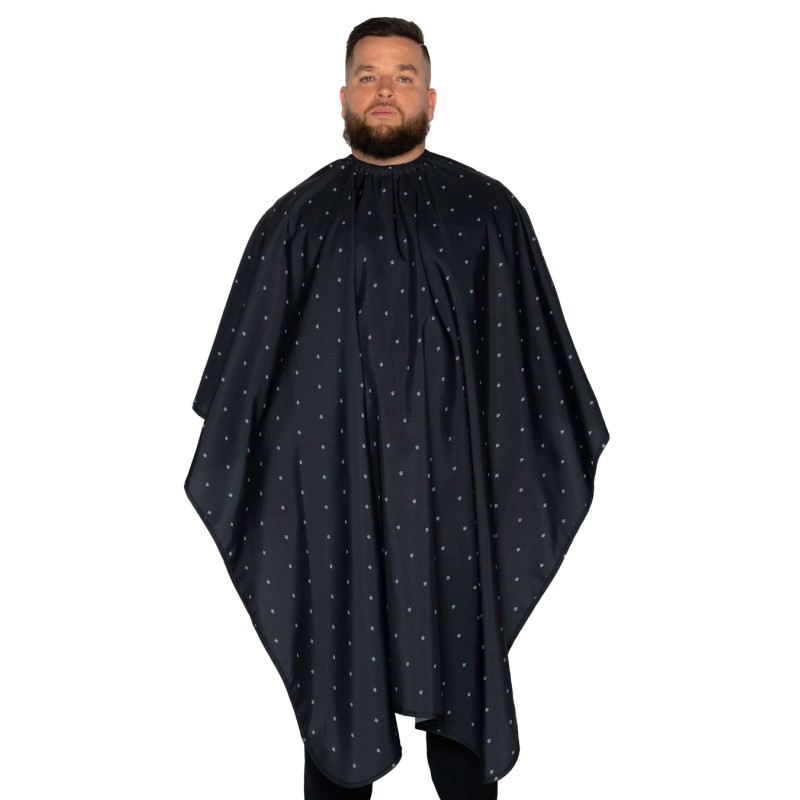 BARBER SHIELD BLACK CAPE BARBER STRONG