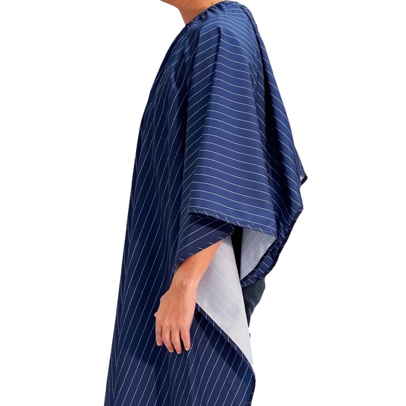 CAPA DE CORTE PREMIUM AZUL RAYAS BARBER STRONG