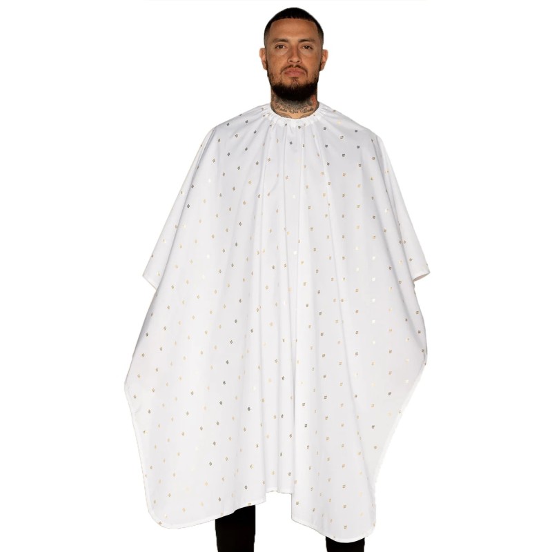CAPA DE CORTE PREMIUM BLANCO DORADO SHIELD BARBER STRONG