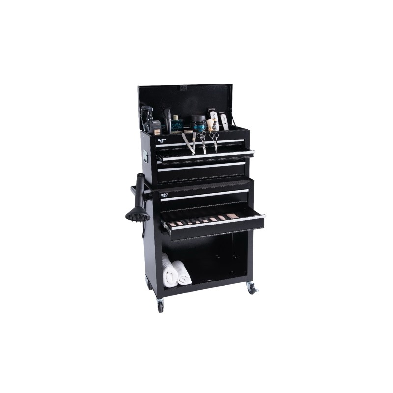 BLACK TWO TOOL BARBER WORKSTATION