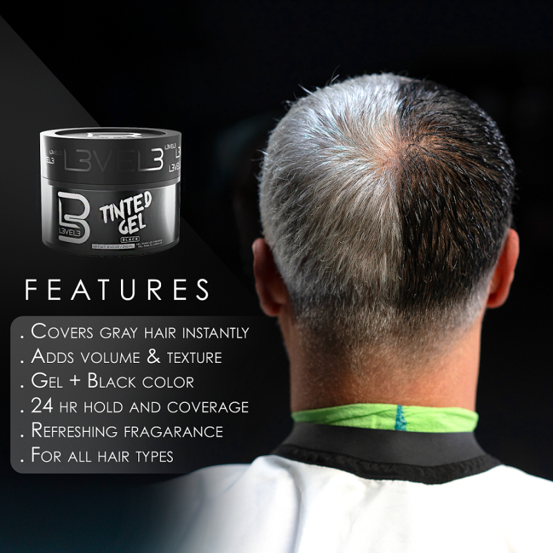 TINTED HAIR GEL BLACK COLOR L3VEL3