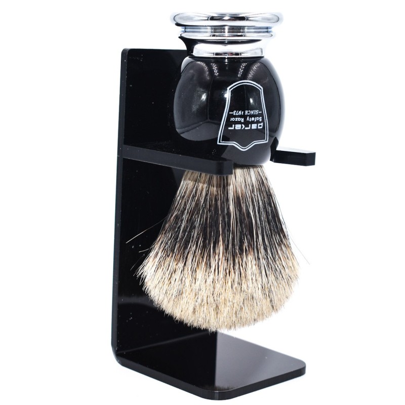 BADGER HAIR SHAVING BRUSH WITH BLACK HANDLE PARKER
