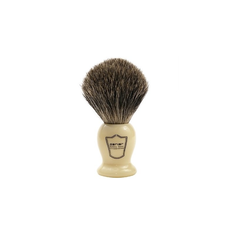PARKER IVORY HANDLE BADGER HAIR SHAVING BRUSH