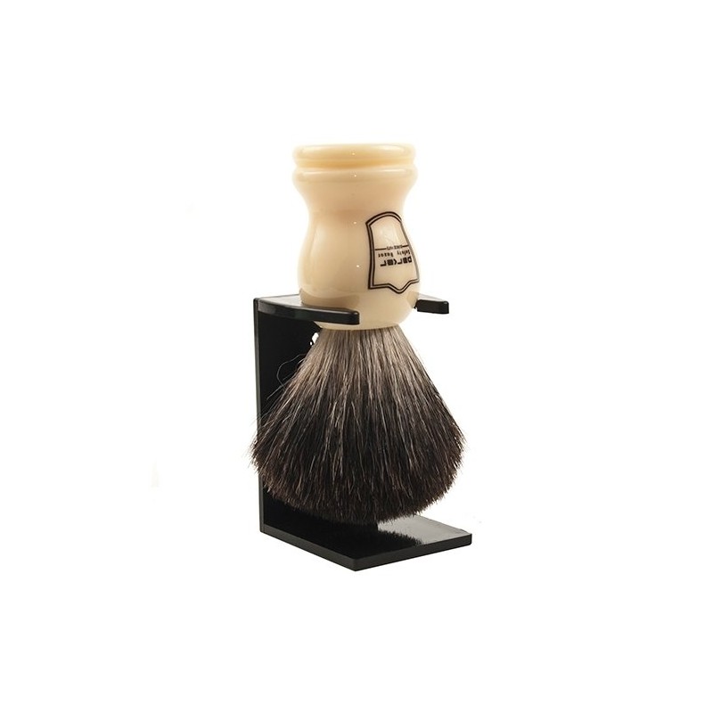 BLACK BADGER SHAVING BRUSH WITH WHITE HANDLE PARKER