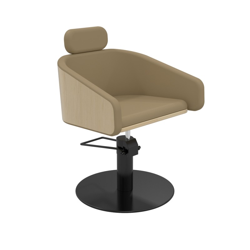 SILLA DE CORTE BEIGE ALYA PIE REDONDO PLANO