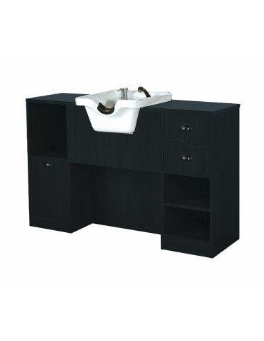 OKE BLACK WOOD DRESSING TABLE WITH WHITE SINK
