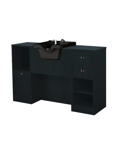 OKE BLACK WOOD DRESSING TABLE WITH BLACK SINK