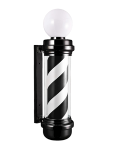 POSTE BARBERIA NEGRO BARBERPOLE + ESFERA LUMINOSA
