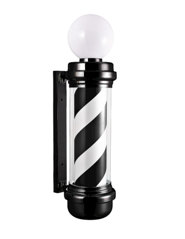 POSTE BARBERIA NEGRO BARBERPOLE + ESFERA LUMINOSA