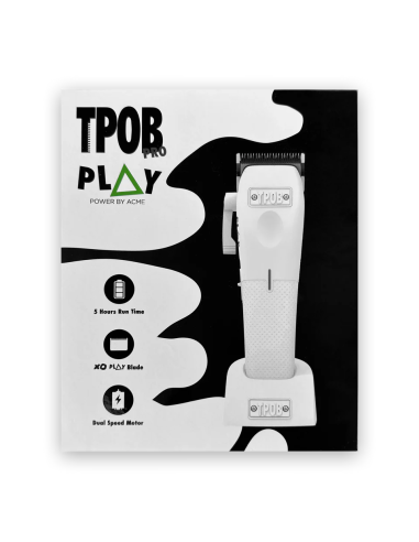 Cortadora profesional TPOB PLAY Clipper Whiteout en blanco — diseño ergonómico y alto rendimiento.
