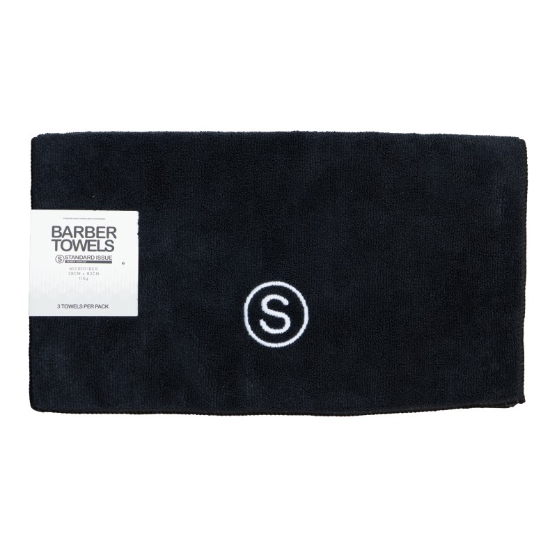 BARBER TOWELS BLACK 3 PACK STANDARD ISSUE