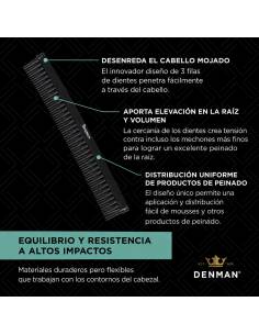 PEINE DE TRIPLE FILA D12 BLACK DENMAN 2