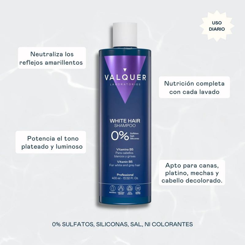 WHITE AND GREY HAIR SHAMPOO 1000ML VALQUER