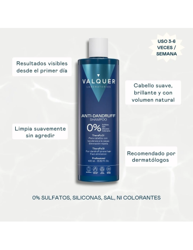 CHAMPU ANTICASPA 0% SULFATOS 1000ML VALQUER