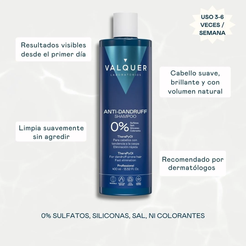 CHAMPU ANTICASPA 0% SULFATOS 1000ML VALQUER