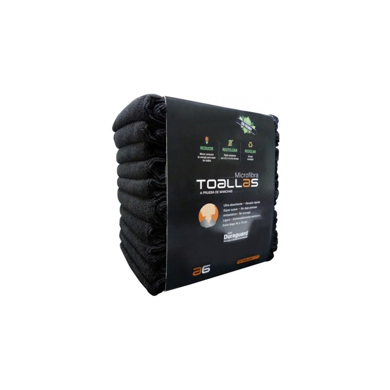 PACK 10 TOALLAS MICROFIBRA COLOR NEGRO ASUER 