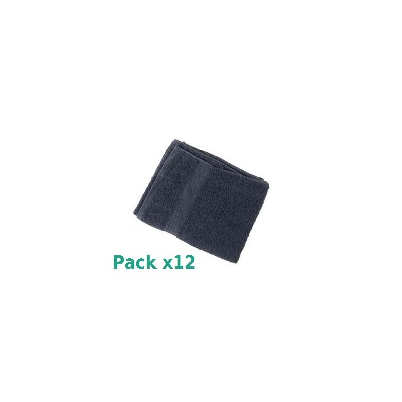 PACK 12 TOALLA DE RIZO NEGRA CALIDAD SUPERIOR 50x80 